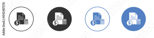 Budget icon collection for app in black and blue colors