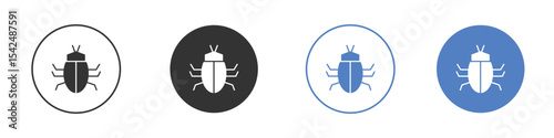 Bugs icon collection for app in black and blue colors