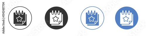 Calendar with event icon collection for app in black and blue colors