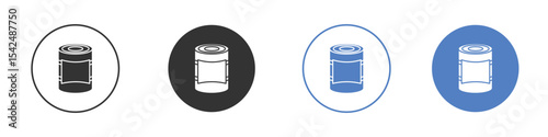 Can food icon collection for app in black and blue colors