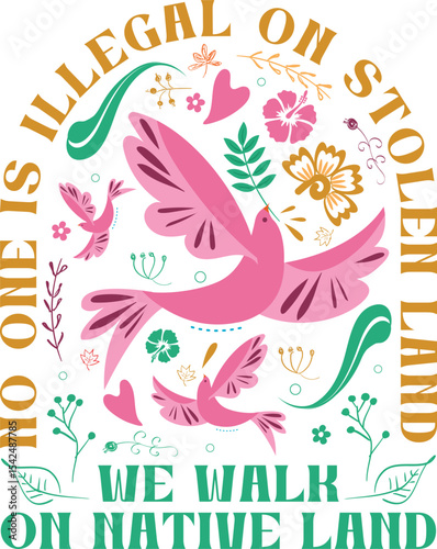 No One Is Illegal on Stolen Land svg, ai, eps, PNG, jpeg We Walk on Native Land Sublimation Design Social Justice Equality Instant Download Activist Art