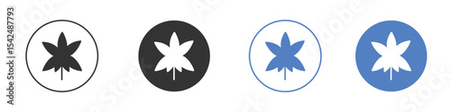 Cannabis icon collection for app in black and blue colors