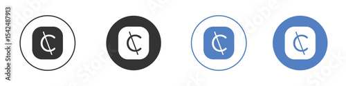 Cedi signs collection for app in black and blue colors