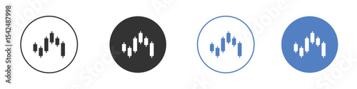 Chart candlestick icon collection for app in black and blue colors