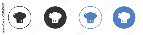 Chef hat icon collection for app in black and blue colors