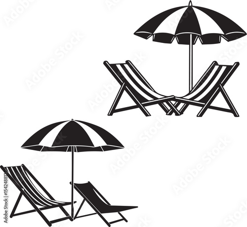  Beach chair silhouettes collection
