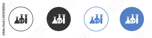 Chemistry icon collection for app in black and blue colors