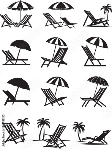  Beach chair silhouettes collection