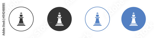 Chess king icon collection for app in black and blue colors