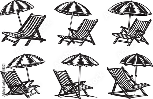  Beach chair silhouettes collection