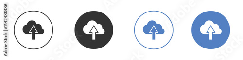Cloud upload icon collection for app in black and blue colors
