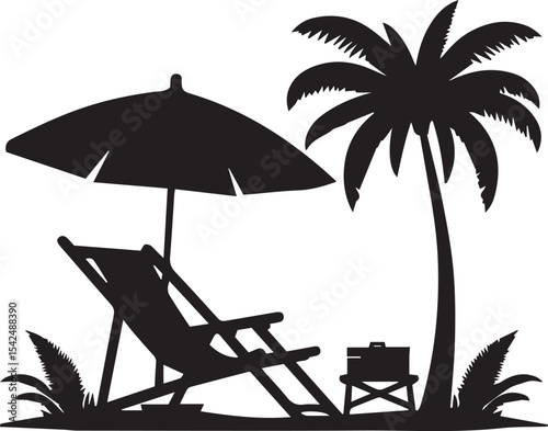  Beach chair silhouettes collection