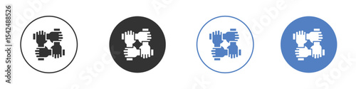 Collaboration icon collection for app in black and blue colors