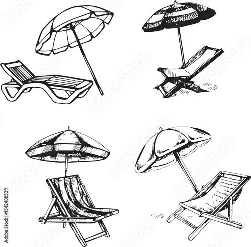  Beach chair silhouettes collection