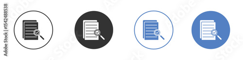 Compliance document icon collection for app in black and blue colors