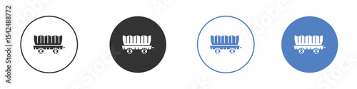 Covered wagon icon collection for app in black and blue colors