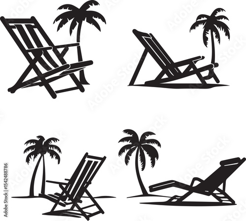  Beach chair silhouettes collection