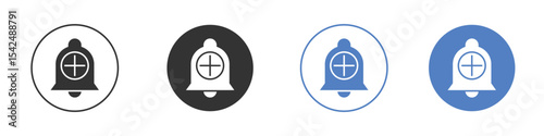 Cowbell circle plus icon collection for app in black and blue colors