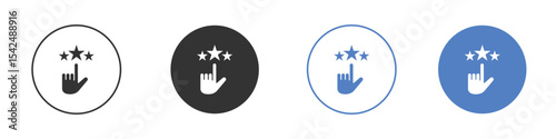 Customer feedback icon collection for app in black and blue colors
