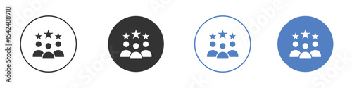 Customer loyalty icon collection for app in black and blue colors