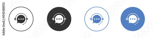 Customer service icon collection for app in black and blue colors