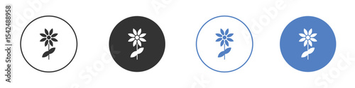 Daffodil Flower icon collection for app in black and blue colors