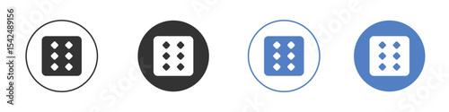 Dice six icon collection for app in black and blue colors