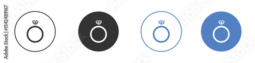 Diamond ring icon collection for app in black and blue colors