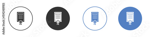 Diploma icon collection for app in black and blue colors