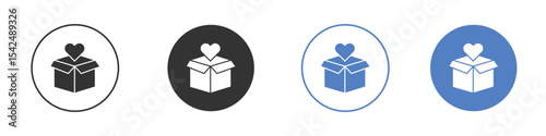 Donation box icon collection for app in black and blue colors