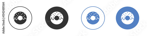 Donut icon collection for app in black and blue colors