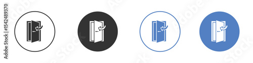 Door closed icon collection for app in black and blue colors