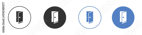 Door open icon collection for app in black and blue colors