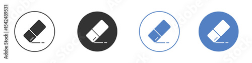 Eraser icon collection for app in black and blue colors