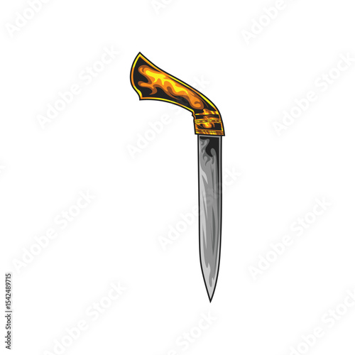 Traditional Short Badik Knife Vector Design Illustration