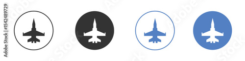 Fighter jet icon collection for app in black and blue colors