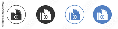 File medical icon collection for app in black and blue colors