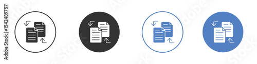File transfer icon collection for app in black and blue colors