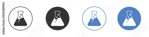 Flask icon collection for app in black and blue colors