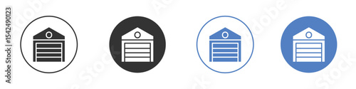 Garage icon collection for app in black and blue colors