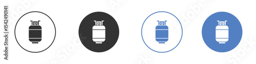 Gas cylinders icon collection for app in black and blue colors