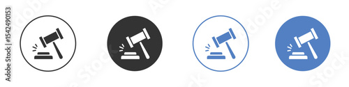 Gavel icon collection for app in black and blue colors