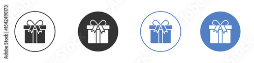 Gift box icon collection for app in black and blue colors