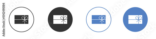 Gift card icon collection for app in black and blue colors