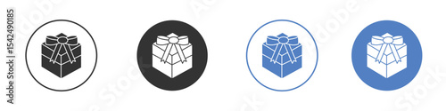 Gift icon collection for app in black and blue colors
