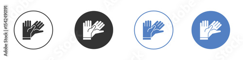 Glove icon collection for app in black and blue colors