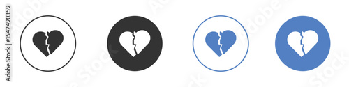 Heart Crack icon collection for app in black and blue colors