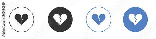 Heart Crack icon collection for app in black and blue colors