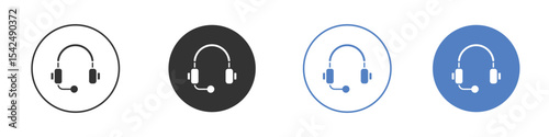 Headset icon collection for app in black and blue colors