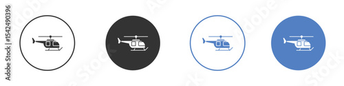 Helicopter icon collection for app in black and blue colors